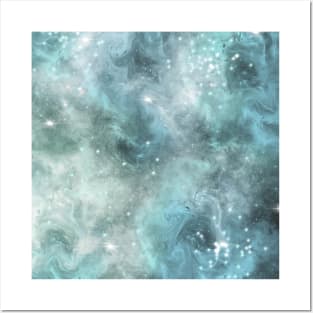 Blue Turquoise Star Nebula Space Galaxy Universe Posters and Art